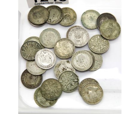 Twenty four George V silver sixpences and two Victorian. P&amp;P Group 1 (£14+VAT for the first lot and £1+VAT for subsequent