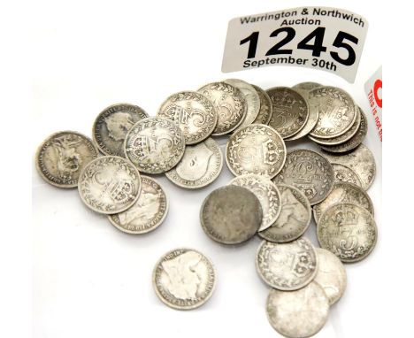 Twenty seven silver Victorian threepences and four Edward VII. P&amp;P Group 1 (£14+VAT for the first lot and £1+VAT for subs