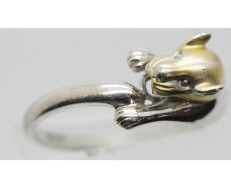 14ct gold panther ring, size N 3.1g. P&amp;P Group 1 (£14+VAT for the first lot and £1+VAT for subsequent lots) 
