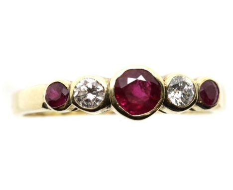 9ct gold ruby and diamond ring, size P/Q, 2.4g. P&amp;P Group 1 (£14+VAT for the first lot and £1+VAT for subsequent lots) 