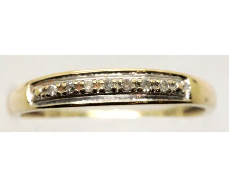 9ct gold ring set with small diamonds, size S, 1.6g. P&amp;P Group 1 (£14+VAT for the first lot and £1+VAT for subsequent lot