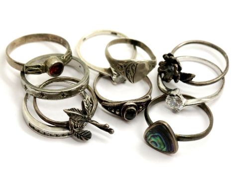 Ten silver rings. 17g. P&amp;P Group 1 (£14+VAT for the first lot and £1+VAT for subsequent lots) 