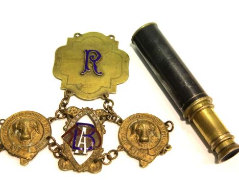 RAOB chains and a brass telescope. P&amp;P Group 2 (£18+VAT for the first lot and £3+VAT for subsequent lots) 