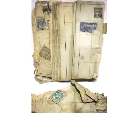 Vintage part stamp album in poor condition but with World, Victorian and Edwardian stamps.  P&amp;P Group 2 (£18+VAT for the 