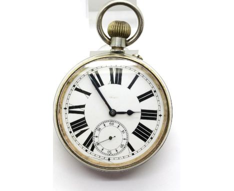 Antique Goliath silver plated pocket watch. P&amp;P Group 1 (£14+VAT for the first lot and £1+VAT for subsequent lots) Condit