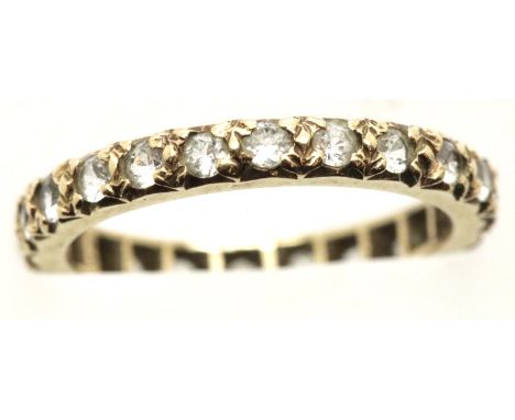 Presumed 9ct gold full eternity ring set with clear stones, size M/N, 2.2g. P&amp;P Group 1 (£14+VAT for the first lot and £1