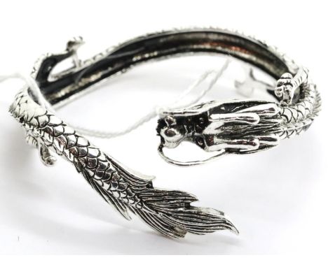 White metal Tibetan silver dragon bracelet, 30g P&amp;P Group 1 (£14+VAT for the first lot and £1+VAT for subsequent lots) 