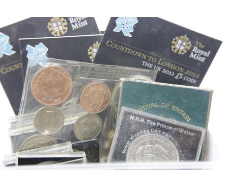 Mixed UK coins including 1953 mint set and four Countdown to London 2012 £5 coins. P&amp;P Group 1 (£14+VAT for the first lot