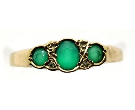 9ct gold, emerald and diamond ring, size P, 1.8g P&amp;P Group 1 (£14+VAT for the first lot and £1+VAT for subsequent lots) 