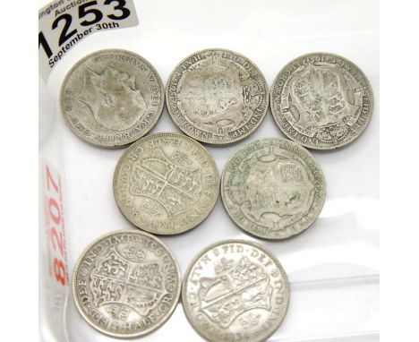 Seven George V half crowns 1921-1935. P&amp;P Group 1 (£14+VAT for the first lot and £1+VAT for subsequent lots) 