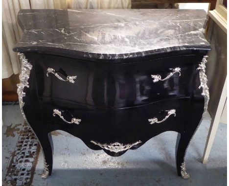 COMMODE, contemporary lacquered finish with marble top, 98cm x 51cm x 85cm.