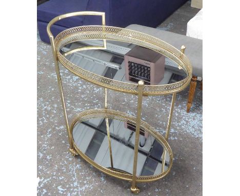 COCKTAIL TROLLEY, vintage style gilt finish, 87cm H.
