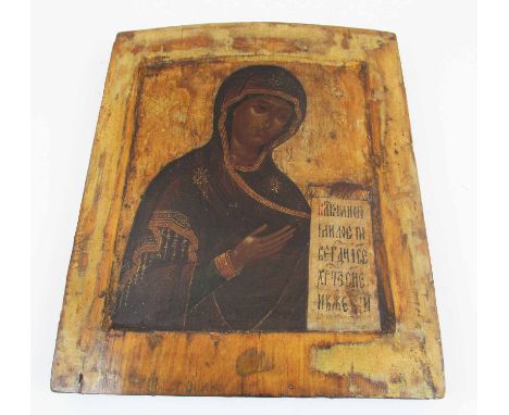 RUSSIAN ICON, late 18th/early 19th century, mother of God, painted on wooden panel, 31cm H x 25.5cm.