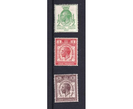 Great Britain-1929-Postal Union Congress 1/2-1.1/2 water mark sideways set (3)m/mint (SG200+)