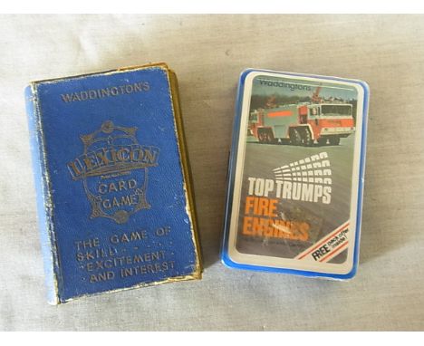 Playing Cards Waddington's 'Lexicon' card game (blue case) and Fire Engines Top Trumps (2).