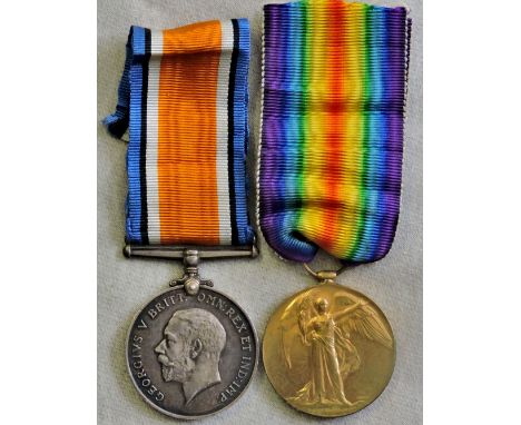 British WWI War Medal Pair to 033203 Pte. S. Swift. Army Ordnance Corps. 