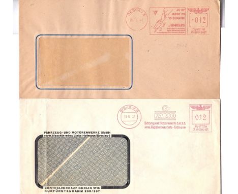 German Commercial Envelopes -each with a 1936 Group F Francotyp meter 12pf postage rate, cancelled 18.6.1937 Berlin with a Fa