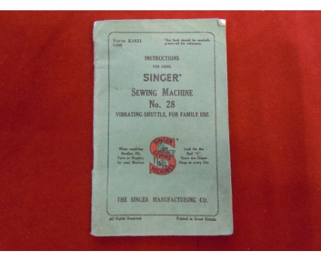 Singer Sewing Machine No.28 Instruction manual, good condition and diagrams.