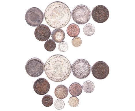 Europe-range of mostly Silver incl France 1833M, 2 Francs, Baden 1907 2 Marks Portugal, Austria, Luxemburg 1854 5 cent, Belgi