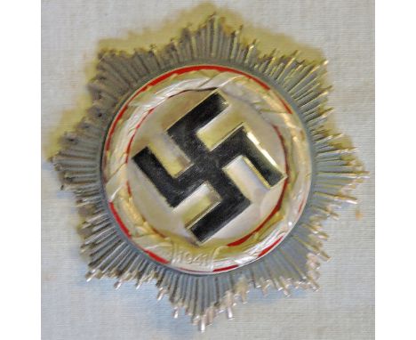 German WWII style Deutches Cross in silver class, maker stamped on pin '1' (Deschler & Sohn, Munchen), no enamel damage, ligh