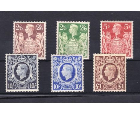 Great Britain 1939-48-2/6 to SG476/478c-set of (6) values, l/m/mint, cat value £435