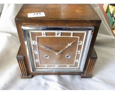 Clock - Post War Utility Oak Mantle clock. In need of restoration.