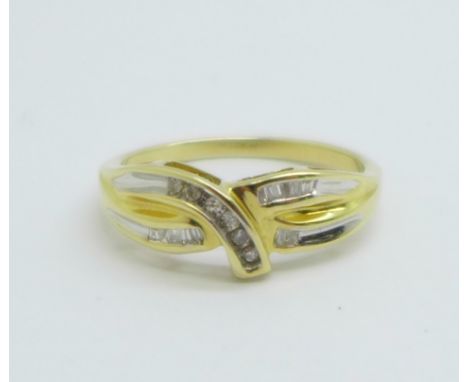 A 10ct gold and diamond ring, 2.1g, M/N, in a Macy's box 