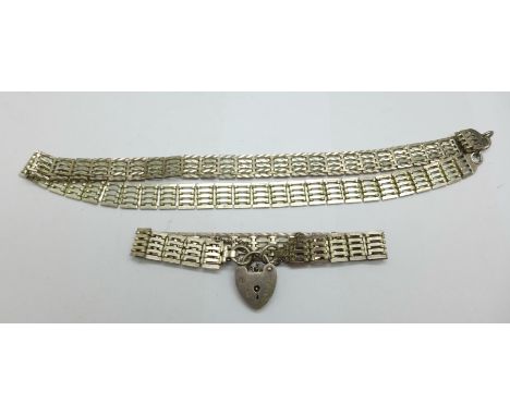 A silver gate bracelet and matching necklace, 41g 