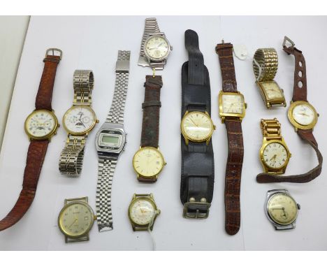 Thirteen vintage gentleman's wristwatches including Roamer, Timex and a Rotary Junior 