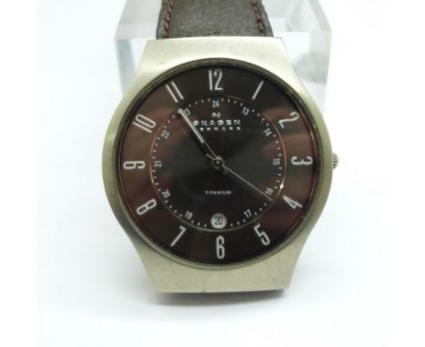 A Skagen titanium wristwatch 