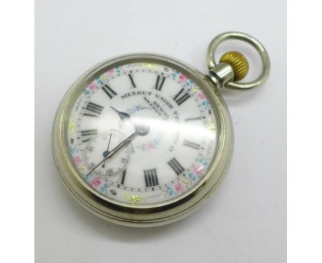 A fob watch with enamel dial, the dial marked Meerut Vaish Trading Co., Kewal, Meerat City 