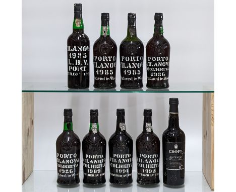 –Assorted Port, to include: Porto Villanova, Colheita Port, 1985, two bottles; 1986, two bottles; 1992, one bottle; 1991, one