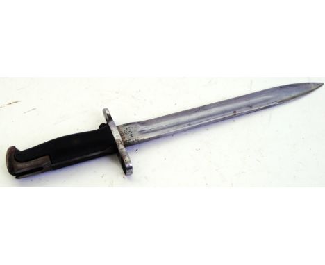 A WWII Second World War era likely US army issue rifle bayonet, the blade marked UFH. No scabbard.&nbsp;&nbsp;POSTAGE: Worldw