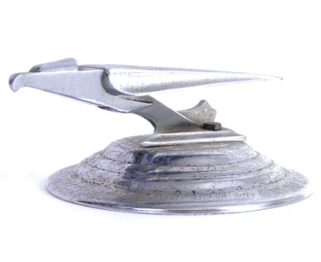 An original vintage Hanker Siddeley car mascot / badge. Chrome, mounted on a circular chrome base. 7cm tall. (AF) - break to 