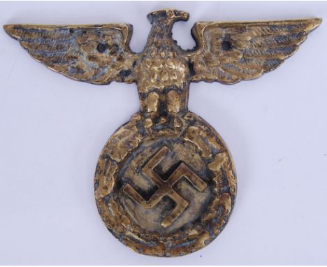 A believed original cast brass NSDAP Nazi Third Reich wall / door plaque. Heavy brass construction is 'Berlin 1939' cast to b