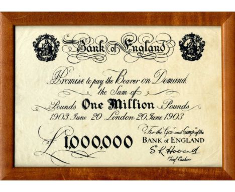 MILLION POUND NOTE THE: A facsimile Bank of England banknote issued as a prop for the film The Million Pound Note (1954), the
