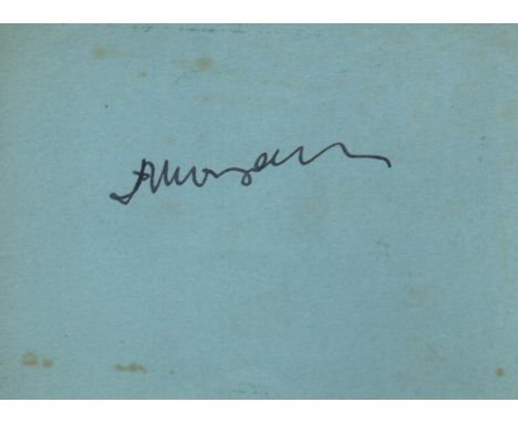 SHOSTAKOVICH DMITRI: (1906-1975) Russian Composer.Bold black fountain pen ink signature, in Cyrillic, to the centre of a pale
