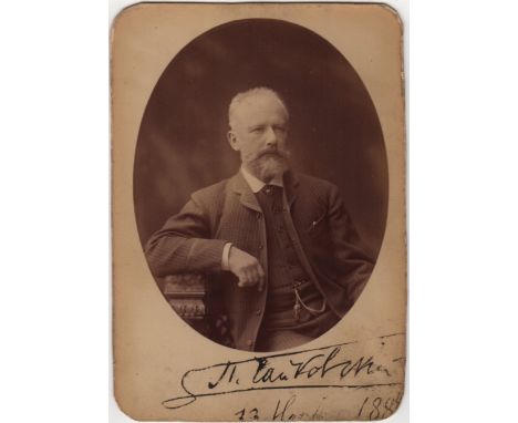 TCHAIKOVSKY PYOTR ILYICH: (1840-1893) Russian Composer. A rare vintage signed sepia cabinet photograph, the oval image depict