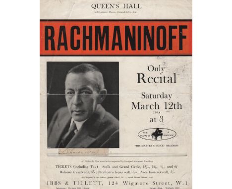 RACHMANINOFF SERGEI: (1873-1943) Russian Composer and Pianist. A vintage ink signature (‘S. Rachmaninoff’) on a very small ob