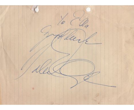 ELLINGTON DUKE: (1899-1974) American Jazz Composer and Pianist. Vintage bold blue ink signature ('Duke Ellington') and inscri