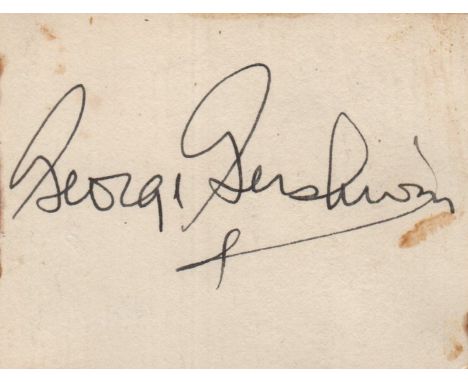GERSHWIN GEORGE: (1898-1937) American Composer and Pianist. Vintage dark fountain pen ink signature (‘George Gershwin’) on a 