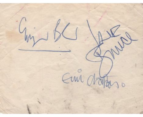 CREAM: A good vintage set of blue ink signatures by all three members of the British rock supergroup of the 1960s individuall
