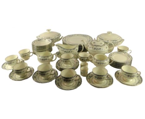 A Wedgwood porcelain Gardenia pattern part tea and dinner service, including two tureens and covers, dinner plates, teapot, m