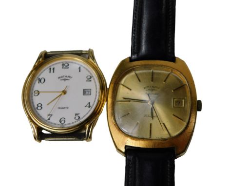 Two Rotary gent's wristwatches, comprising a Rotary automatic gent's wristwatch, with gold plated case, on a stainless steel 