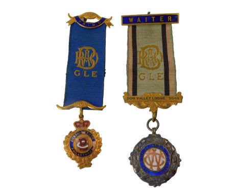 Two RAOB medals, comprising a 9ct gold Justice Truth and Philanthropy Primo Medal, with enamel decoration and blue ribbon, an