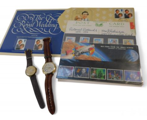 Two gent's wristwatches, comprising Mignon and Citron chronograph, and a group of Royal Wedding and other first day covers an