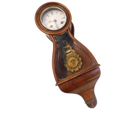 A 19thC French rosewood cased drop dial wall clock, the circular white enamel dial bearing Roman numerals for Henry Marc a Pa