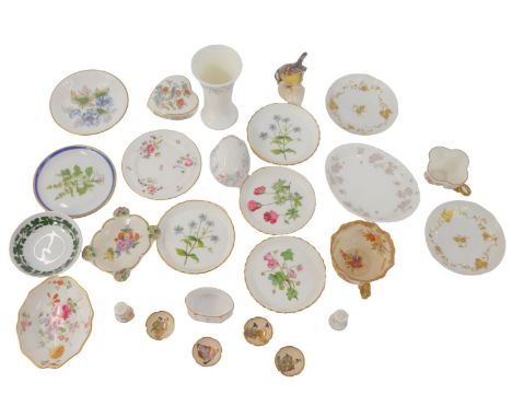 20thC and later ceramics, comprising Rosenthal pin dishes, Derby Posies pin dish, Royal Crown Derby napkin ring, Minton pin d