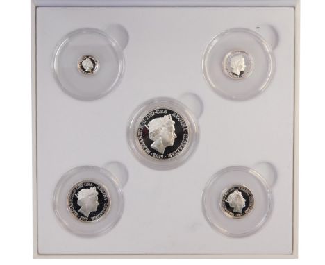 A Forever the First cased silver sovereign set, with a quarter, half, full double, and quintuple sovereigns, with certificate