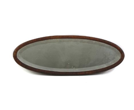 A Chinese blackwood mirror,  early 20th century, of oval form, with a bevelled mirror plate, 97 x 36cmCondition ReportThe mir